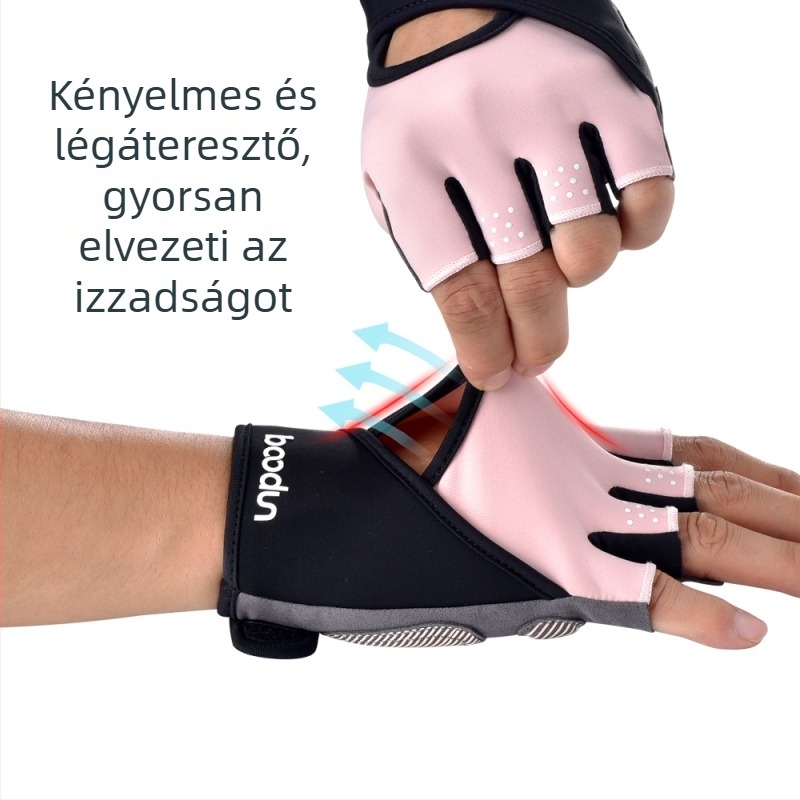 Fitnesz kesztyűk, csúszásmentes, kopásálló, lélegző, hosszított csuklóvédő, magas rugalmasságú ütéscsillapítás, félujjas kesztyűk férfiak és nők számára, kültéri sportkesztyűk