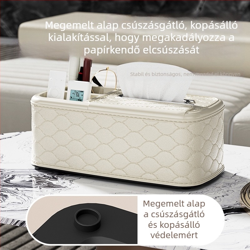 Nappali zsebkendő-doboz – prémium minimalista stílus, többfunkciós tároló a kávézóasztalhoz