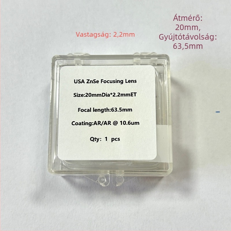 ZnSe lencse, fókusztávolság 50.8/63.5 mm, átmérő 20 mm, vastagság 3 mm