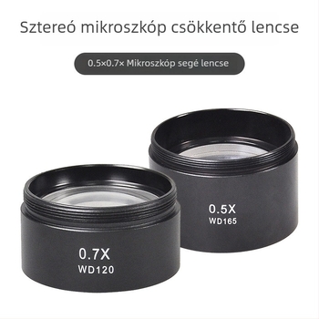 Mikroszkópos segéd nagyító készlet 0.7×, 0.5× és 2× objektívekkel; 1× olajálló objektív