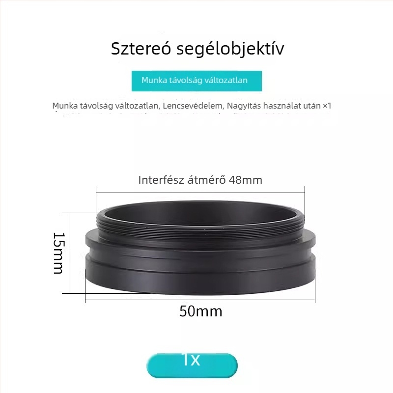 Mikroszkópos segéd nagyító készlet 0.7×, 0.5× és 2× objektívekkel; 1× olajálló objektív