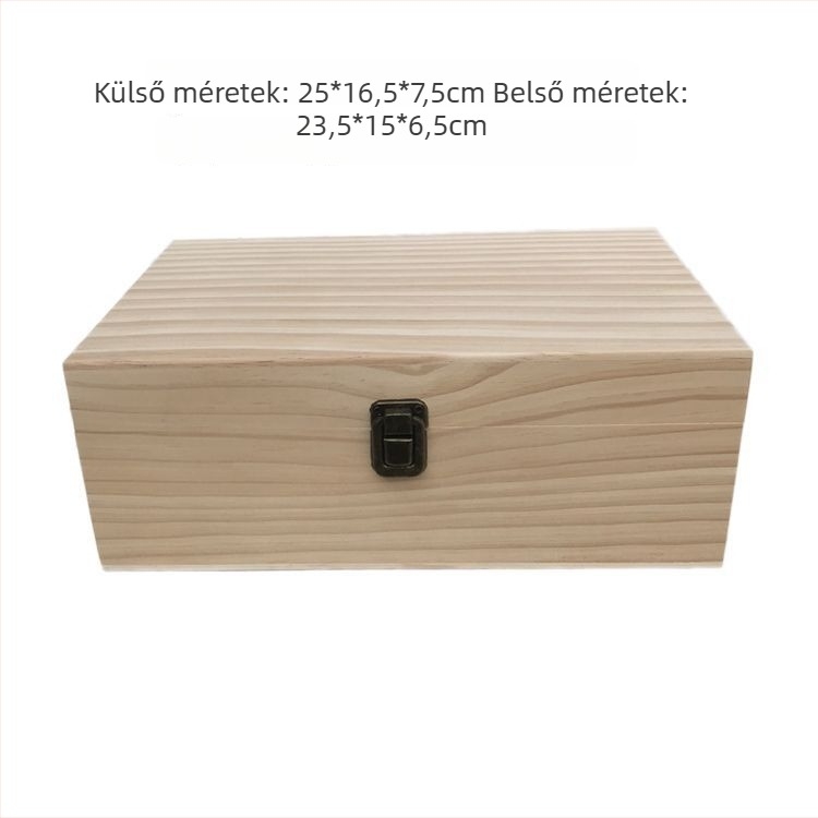 Zárható fa doboz asztali irattároló, retro stílusú, kézzel készített kis fa doboz, ajándék doboz