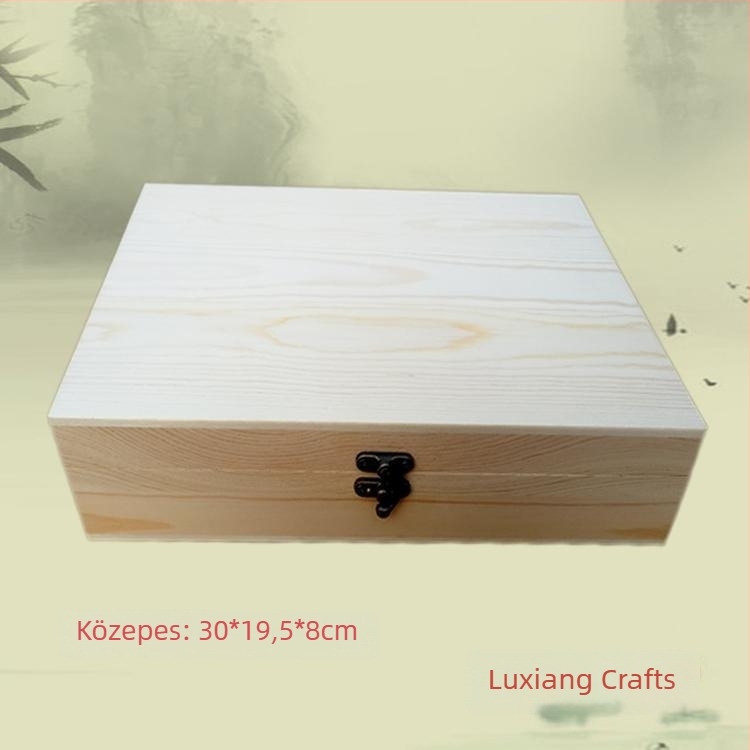 Zárható fa doboz asztali irattároló, retro stílusú, kézzel készített kis fa doboz, ajándék doboz