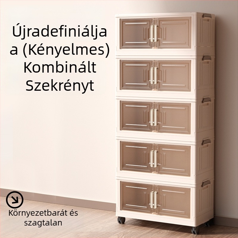 Double Art összecsukható tároló szekrény, háromszintes gyermekruhaszekrény, szerelés nélkül, nagy kapacitású szekrény