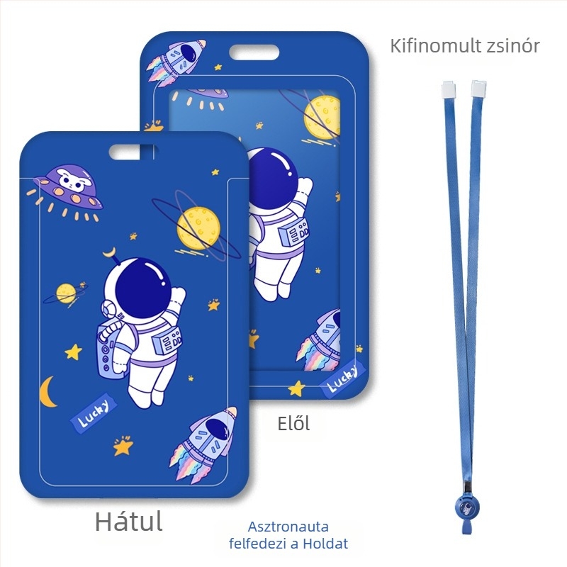 Astronaut Series kártyatartó rajzfilmszerű kivitelben munkaazonosítóhoz, állampolgárkártyához és Tesla kulcskártyához