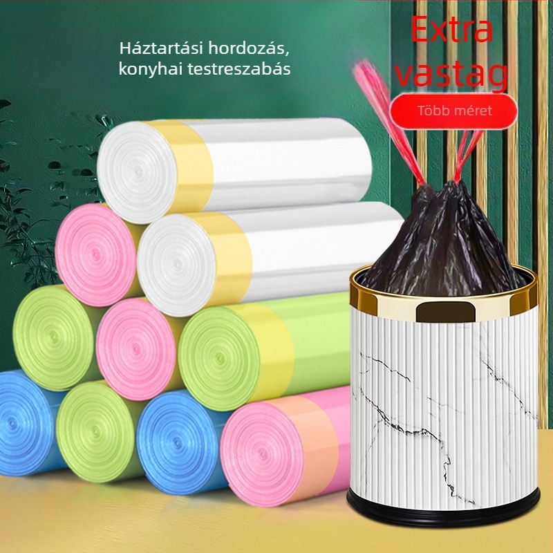30/60 L vastagított szemeteszsákok fűzővel záródó, automatikus zárással, konyha, kollégium és otthoni használatra, nagy méret