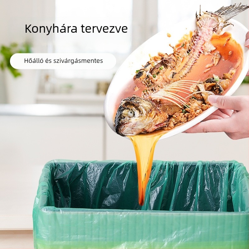 30/60 L vastagított szemeteszsákok fűzővel záródó, automatikus zárással, konyha, kollégium és otthoni használatra, nagy méret