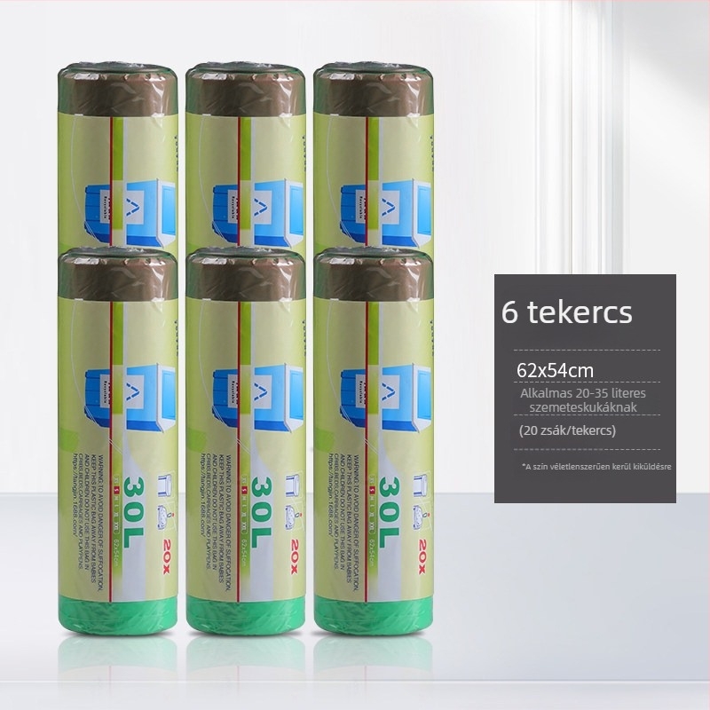 30/60 L vastagított szemeteszsákok fűzővel záródó, automatikus zárással, konyha, kollégium és otthoni használatra, nagy méret