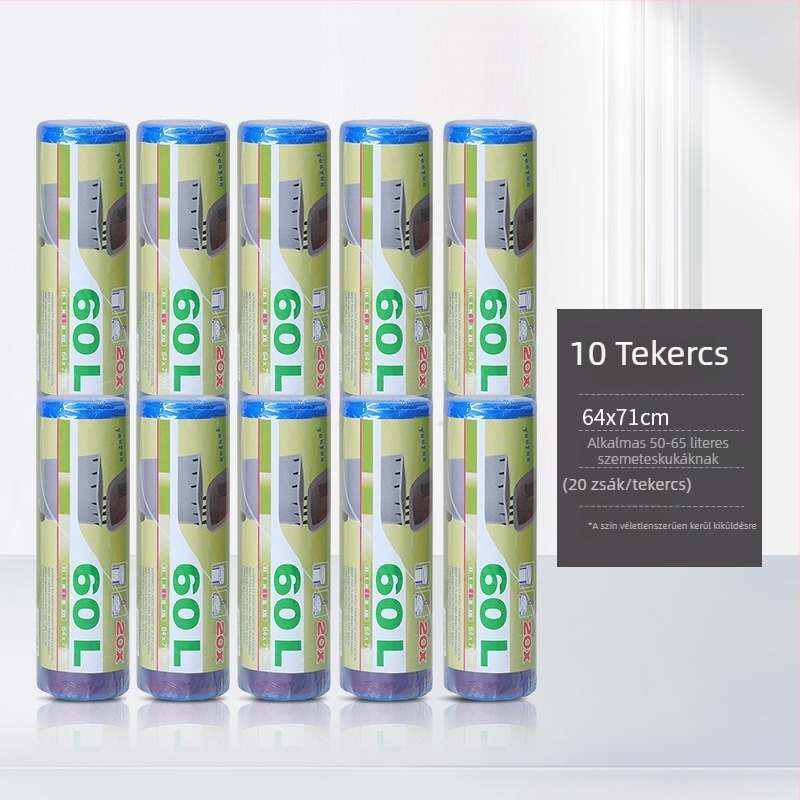 30/60 L vastagított szemeteszsákok fűzővel záródó, automatikus zárással, konyha, kollégium és otthoni használatra, nagy méret