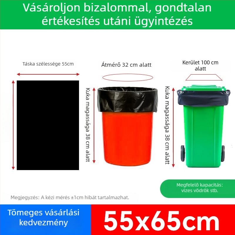 Fekete, extra nagy kapacitású hulladékzsákok, nyitott felső, kereskedelmi használatra kültéren tisztítás, catering és ingatlanüzemeltetés céljára