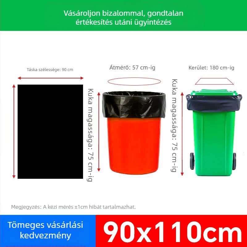 Fekete, extra nagy kapacitású hulladékzsákok, nyitott felső, kereskedelmi használatra kültéren tisztítás, catering és ingatlanüzemeltetés céljára