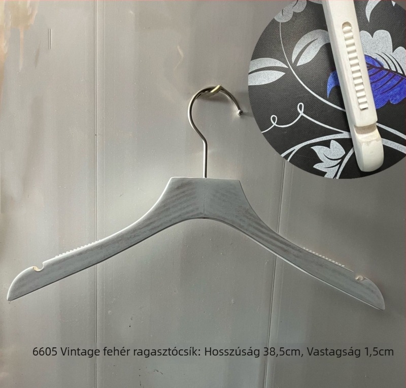 Ruhafogas tömör fából flocking bevonattal, csúszásmentes, vintage stílusú, háztartási használatra