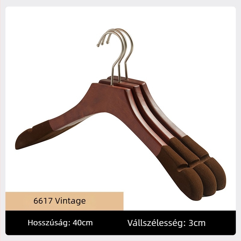 Ruhafogas tömör fából flocking bevonattal, csúszásmentes, vintage stílusú, háztartási használatra