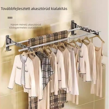Fúrás nélküli, összecsukható ruhaszárító ablakokra és erkélyekre, láthatatlan ruhaszárító rúd a fürdőszobához, falra szerelt