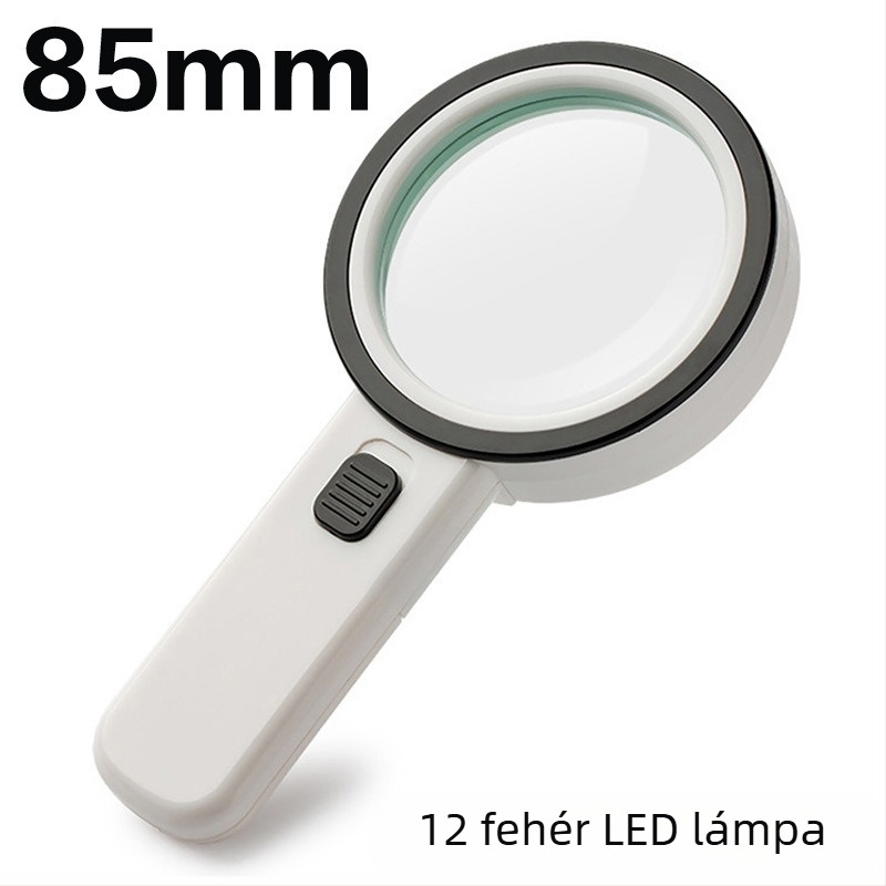 12 LED-es ékszerértékelő nagyító, 30x-es nagyítás, dupla rétegű optikai üveg, antik gyűjteményekhez és időseknek.