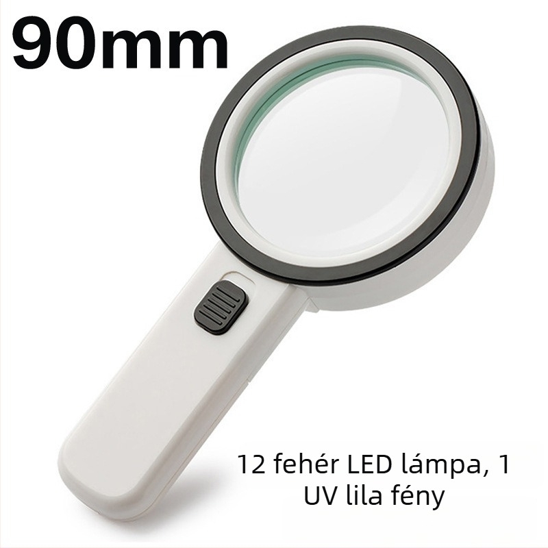 12 LED-es ékszerértékelő nagyító, 30x-es nagyítás, dupla rétegű optikai üveg, antik gyűjteményekhez és időseknek.