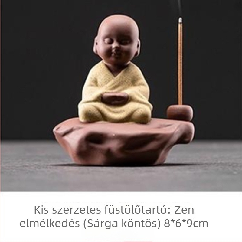 Kerámia kis szerzetes tömjén tartó – ház körüli dekoráció, tea pet, új kínai stílus