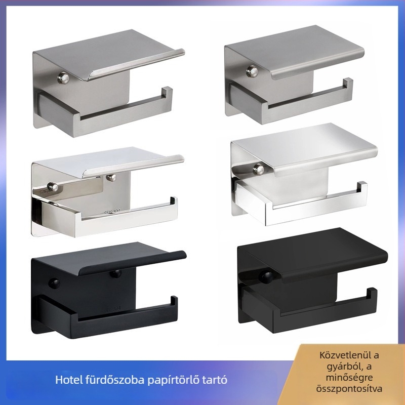 Fali szerelésű rozsdamentes acél WC-papírtartó, minimalist Skandináv-stílusú fürdőszobába