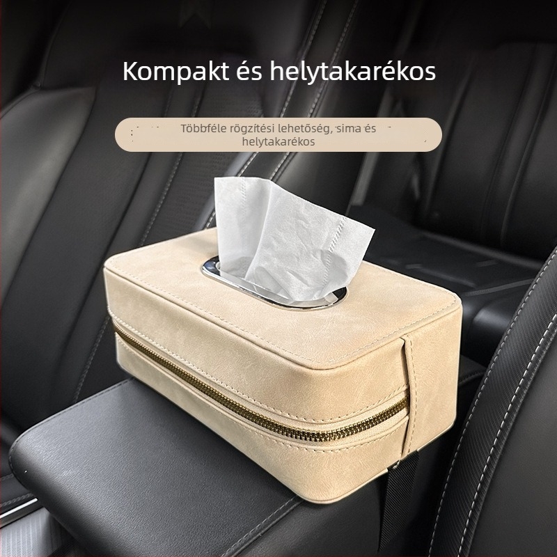 Autó belső nubuk bőrből készült zsebkendő-tartó, karfa és hátsó ülés számára, a napellenzőhöz akasztva