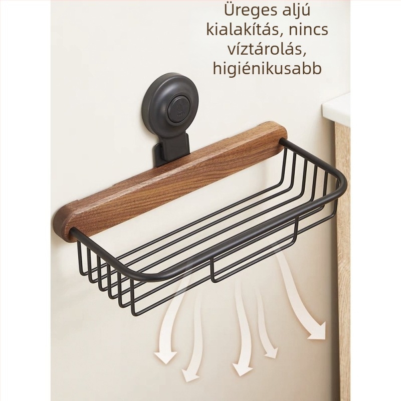 Fúrás nélküli fürdőszobai papírzsepi tartó fekete diófából, falra szerelhető középkori stílusban