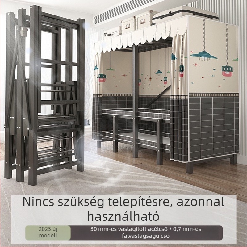 Összeszerelés nélkül használható ruhásszekrény, vastagított hajtogatható textil ruhásszekrény acélvázú, masszív és tartós