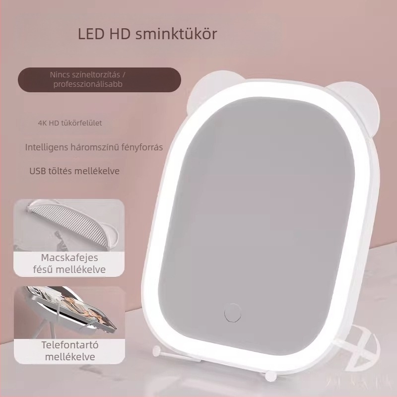 LED sminktükkör asztali világítással, otthoni használatra
