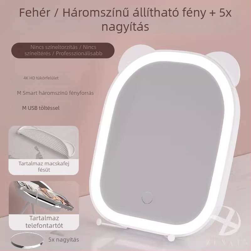 LED sminktükkör asztali világítással, otthoni használatra