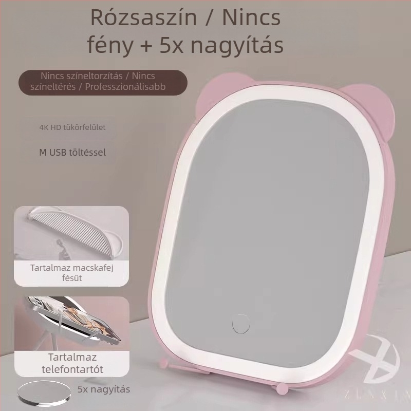LED sminktükkör asztali világítással, otthoni használatra