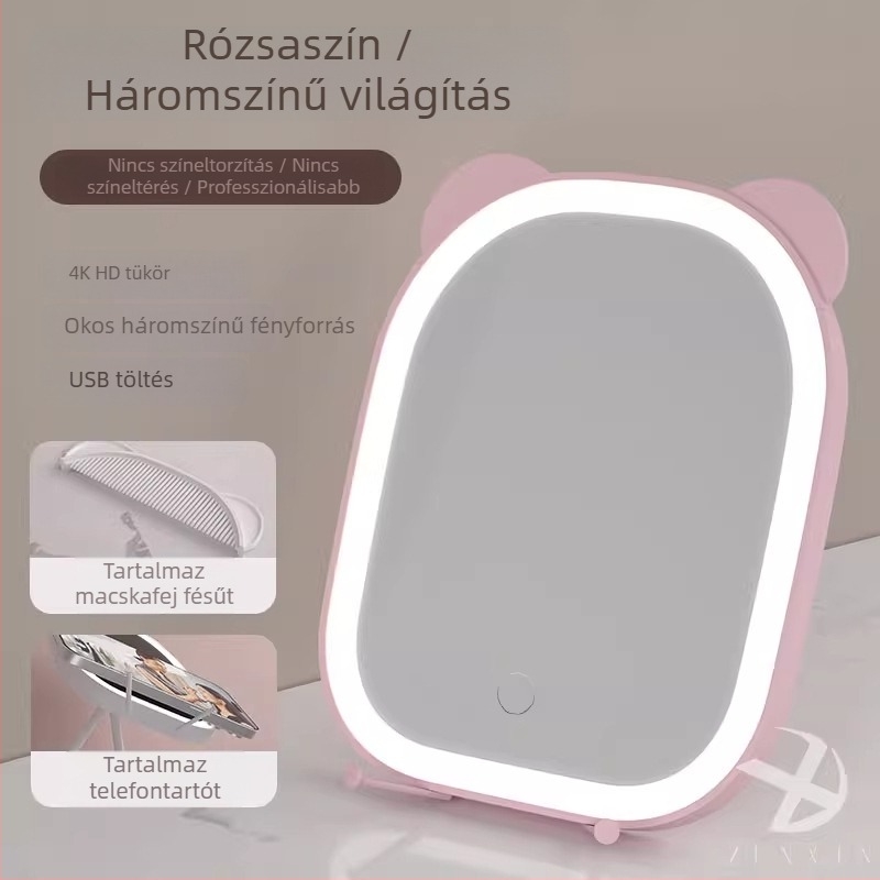 LED sminktükkör asztali világítással, otthoni használatra
