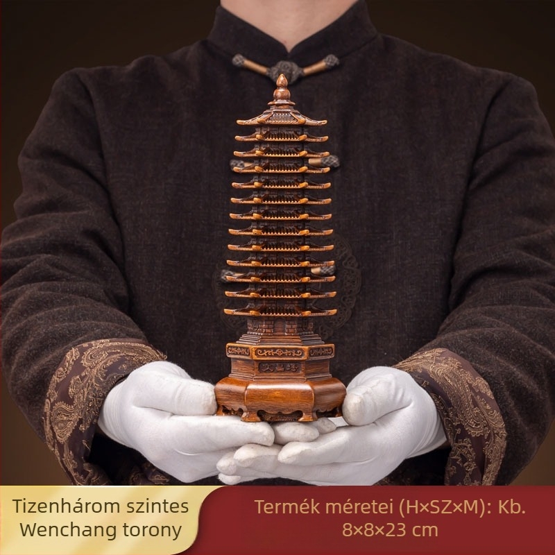 Gyanta Wenchang torony dísz, 13 emeletes asztali szobor iroda vagy tanulás számára