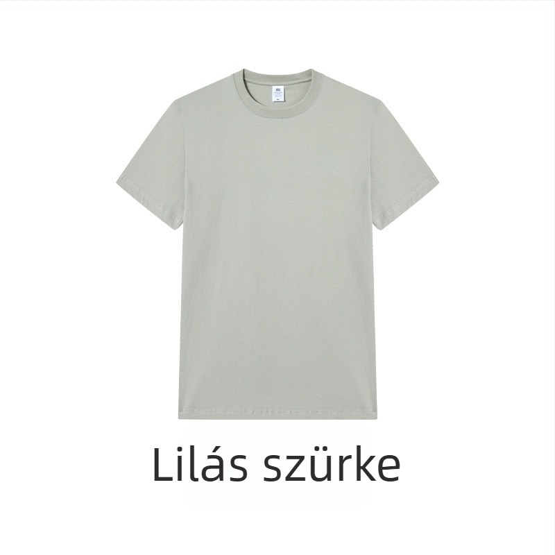 Nyári férfi rövid ujjú póló 100% pamutból, 230 g tömeg, laza szabás, egyszínű fehér