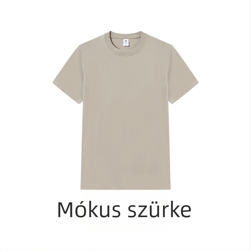 Nyári férfi rövid ujjú póló 100% pamutból, 230 g tömeg, laza szabás, egyszínű fehér