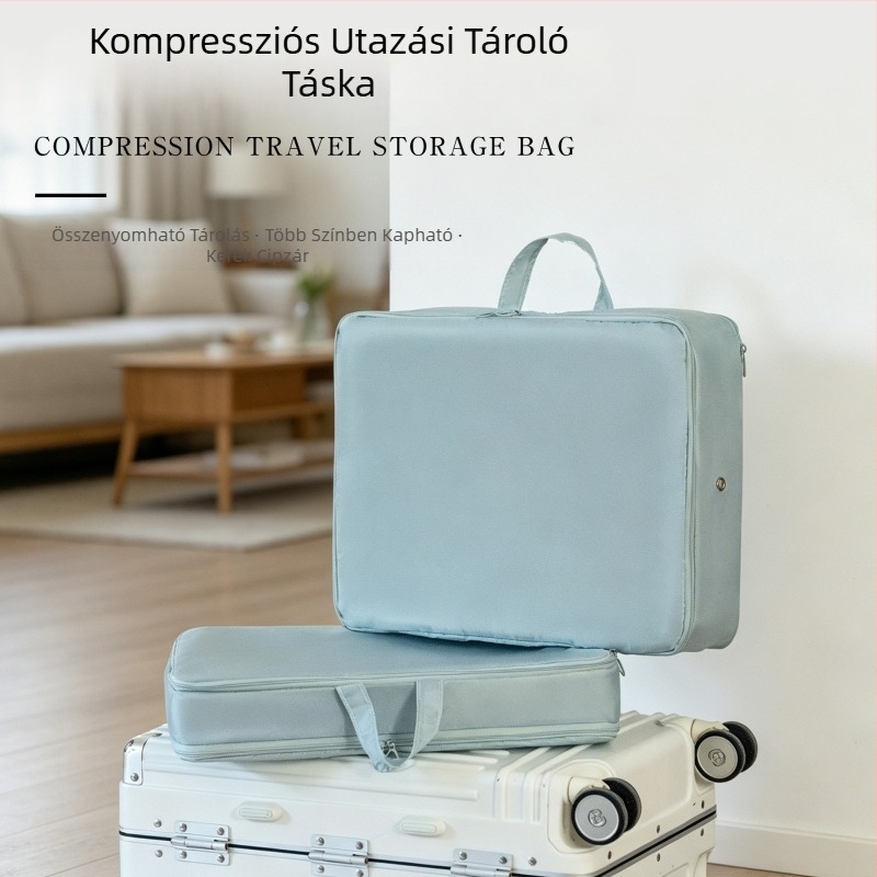 Beautiful Home Kompressziós ruhatartó táska poggyászhoz – kocka alakú Oxford anyagú rendező utazáshoz és otthoni használatra