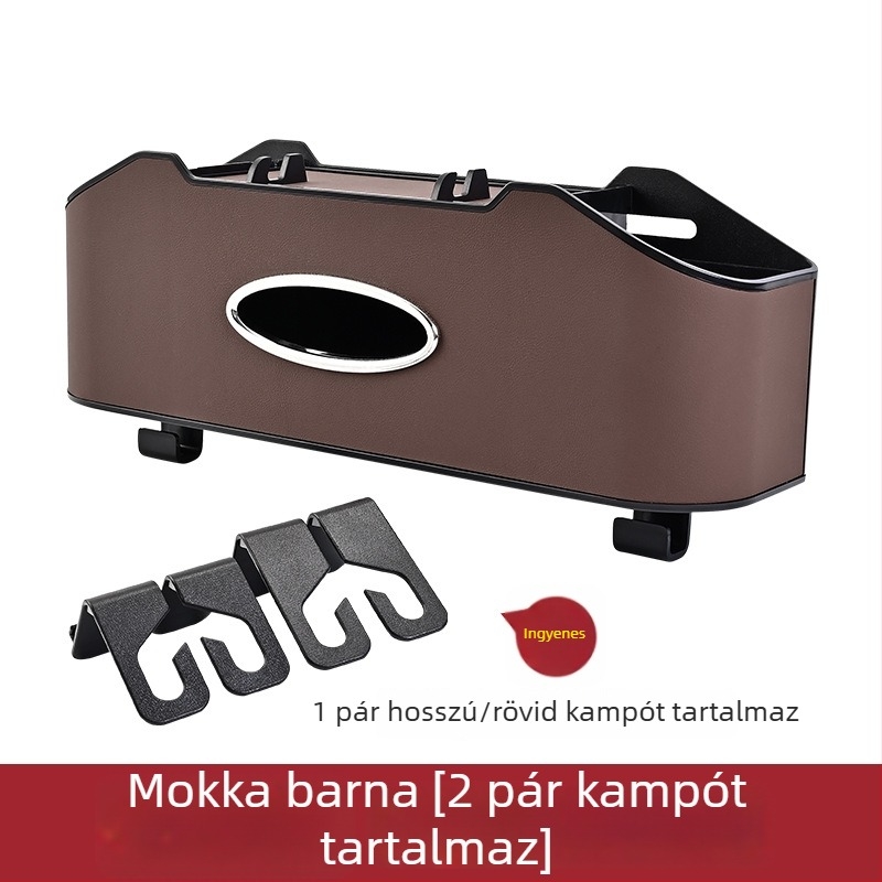 Bőr autó hátsó ülés szervező zsebkendő tartóval és pohártartóval