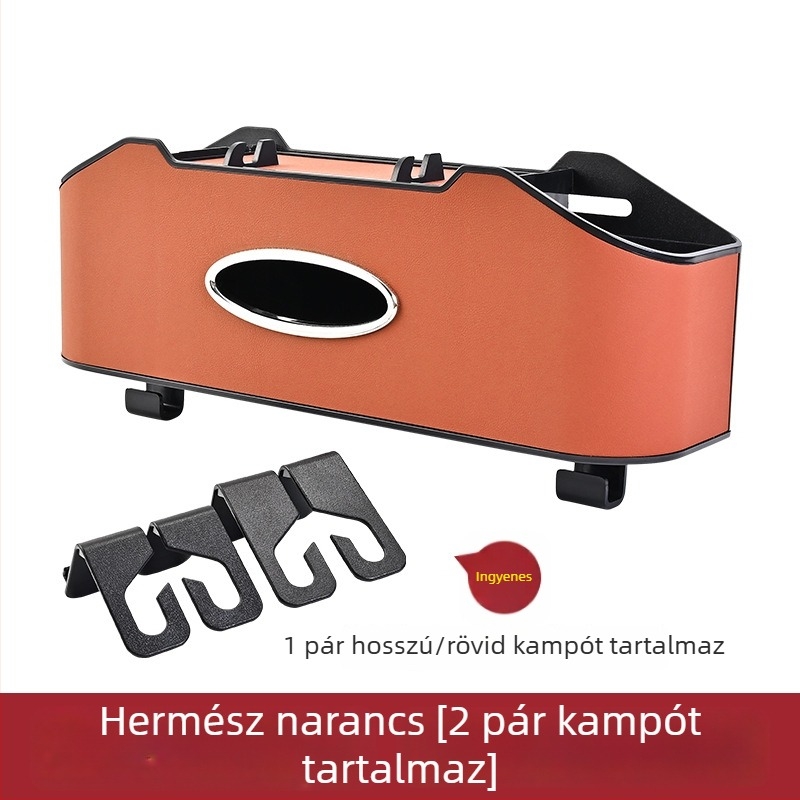 Bőr autó hátsó ülés szervező zsebkendő tartóval és pohártartóval