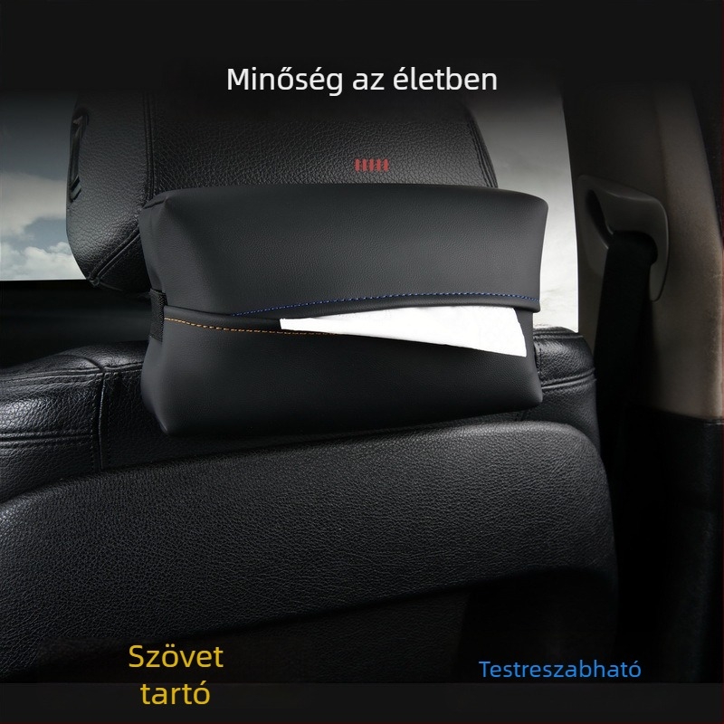 Bőrtok autópapírzsebkendő-doboz – függő a napellenzőn és a kartámlán