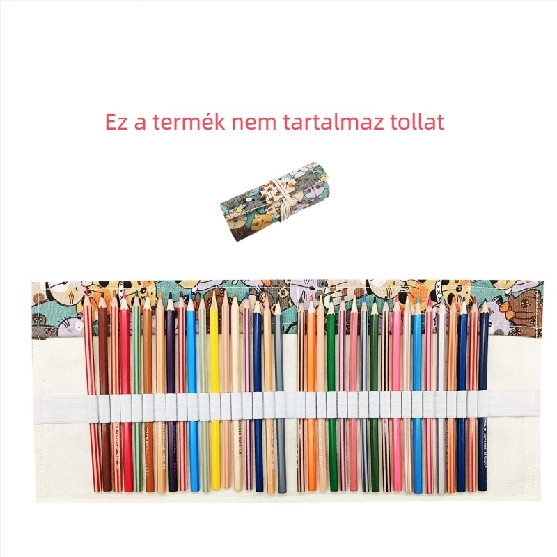 Többfunkciós kézzel készített roll-up tolltartó, nagy kapacitású, vászonból készült, tároló színes ceruzákhoz és skicc-markerekhez