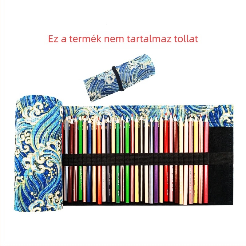 Többfunkciós kézzel készített roll-up tolltartó, nagy kapacitású, vászonból készült, tároló színes ceruzákhoz és skicc-markerekhez