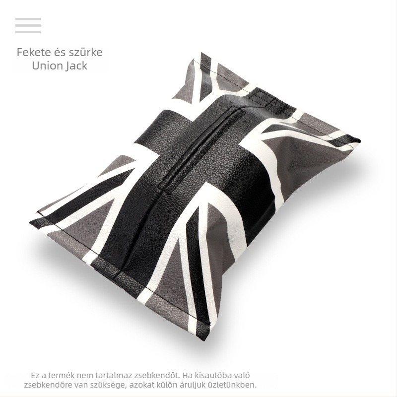 BMW Mini autóhoz készült bőr zsebkendő tartó Union Jack mintával