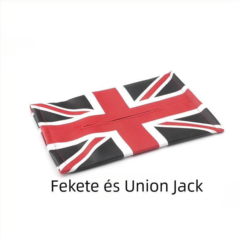 BMW Mini autóhoz készült bőr zsebkendő tartó Union Jack mintával