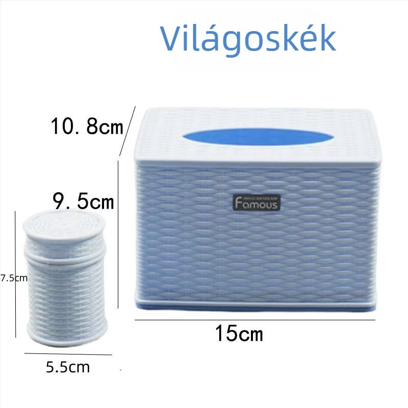 Kör alakú papírzsebkendő-doboz imitált rattan mintával, asztali használatra, vízálló, modern dizájn