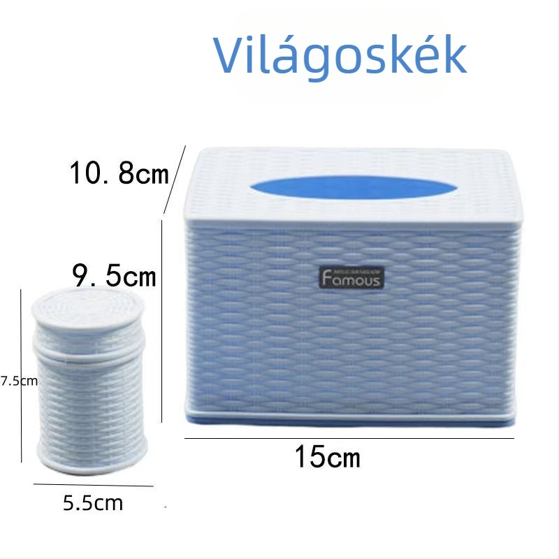 Kör alakú papírzsebkendő-doboz imitált rattan mintával, asztali használatra, vízálló, modern dizájn