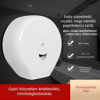 ABS műanyag nagy toalettpapírtartó tekercshez, lyukas fedéllel, fürdőszobába