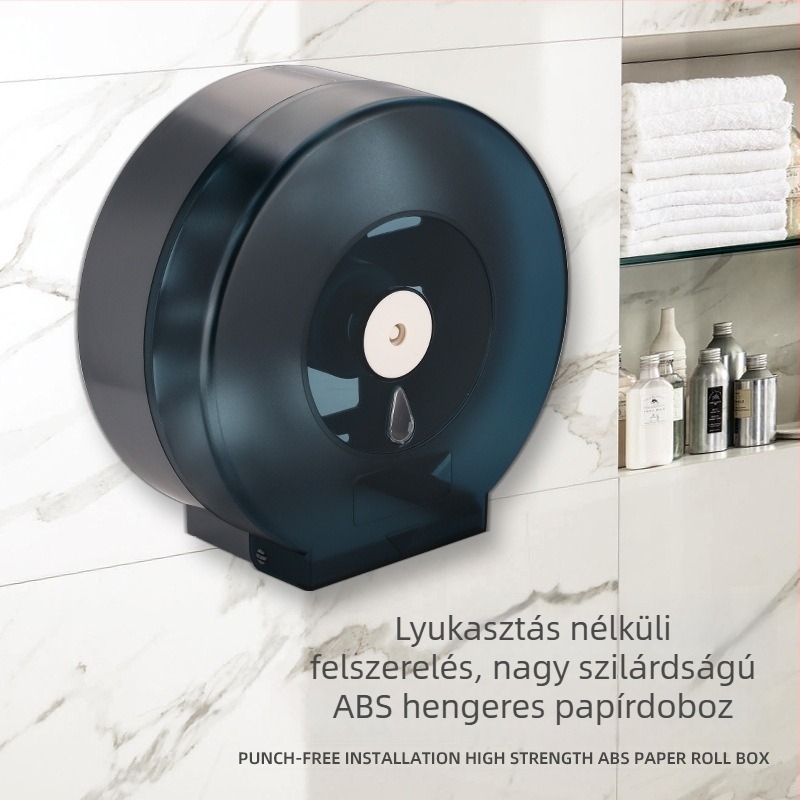 ABS műanyag nagy toalettpapírtartó tekercshez, lyukas fedéllel, fürdőszobába