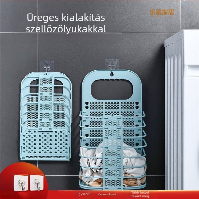 Összecsukható piszkos ruhák kosara, falra szerelhető tárolókosár, nagy fürdőszobai kosár, otthoni használatra