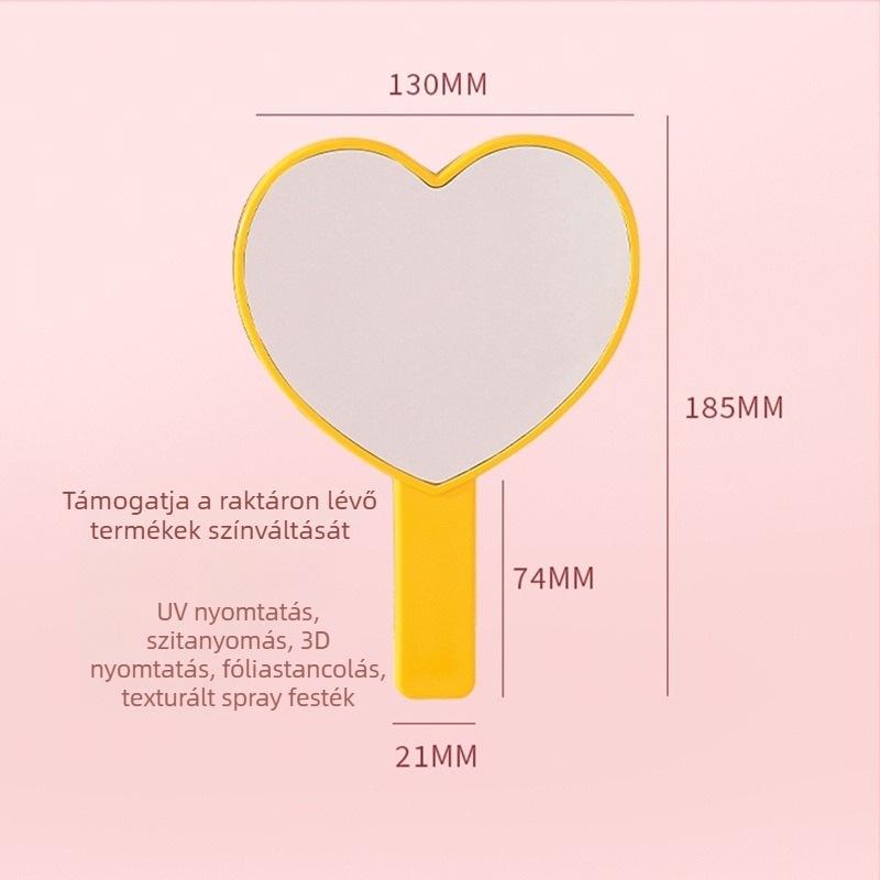 Szív alakú sminktükör, hordozható kézi tükör logóval, asztali szépség-tükör, DIY kis tükör