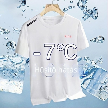 Férfiaknak szóló rövid ujjú Ice Silk póló, kerek nyak, laza szabás, nyár 2025
