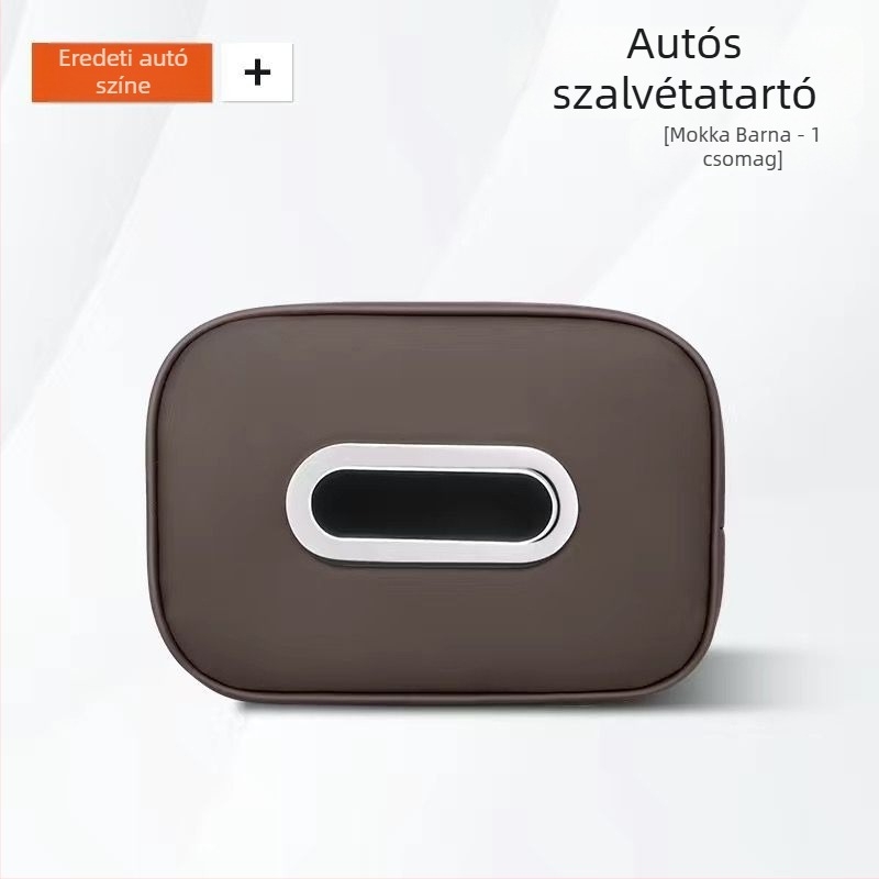 Autózsepi tartó bőrrel, hevederrel, hátsó ülés támla mögötti zsepi tartó, autó belső kiegészítő