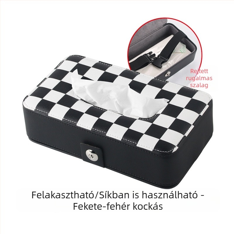 Universális autózsebkendő-tartó, felakasztható a fejtámlára, többfunkciós, hordozható