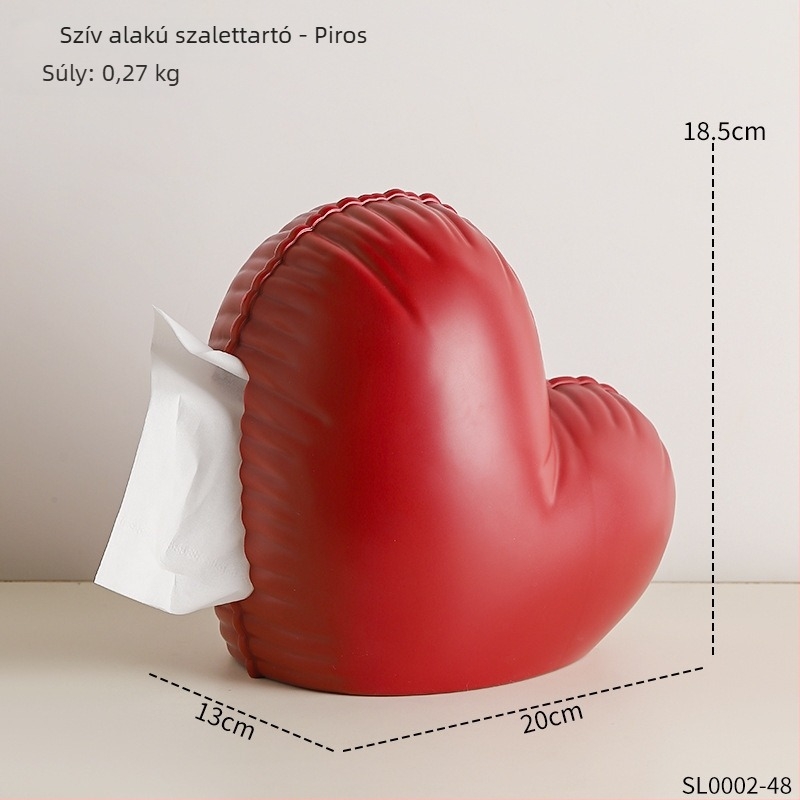 Szív alakú papírzsepi-doboz otthoni használatra, modern és elegáns dizájn íróasztalra és kávéasztalra